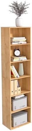 Wooden 6 Cube Storage Organizer, Classic Oak 6 Cube Storage Shelf, 6 Tier Closet Organizers Storage Cubes Display Cubby,
