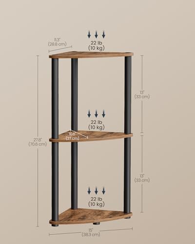 SONGMICS HOME 3-Tier Corner Shelf, Toolless Assembly
