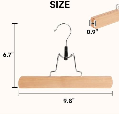 Wooden Non Slip Pants Hangers with Soft Felt Lining, 72-Pack, 9.8"