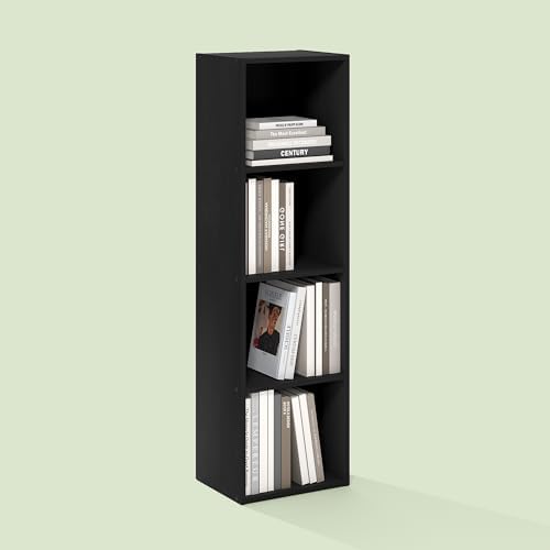 Hagen 4 Tier Organizer Bookcase, Bookshelf, Cube Storage, for Living Room, Home Office, Black Oak