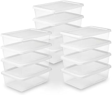 Sterilite Storage Box Stackable Tote, White, 12 Quart, 12 Pack