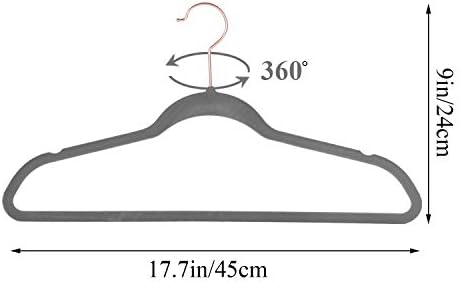 VECELO Premium Velvet Clothes Hangers Suit Heavy Duty (60 Pack)-Non Slip & Space-Saving with 8 Finger Clips & Tie Rack Excellent for Men and Women,Gray
