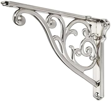 Ornate Decorative Shelf Brackets 8 inch Small Wall Mounted Shelving Bracket 4 Pack Brushed Nickel Vintage Shelf Bracket 