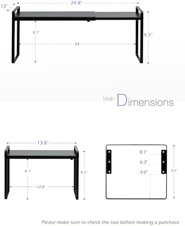 Nxconsu Cabinet Shelf Riser, Adjustable Cabinet Organizer, 12" Deep Black