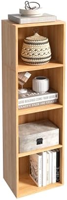 4-Tier Wooden Cube Storage Organizer, 42 Inch Tall Bookcase & Display Shelf with 4 Open Cubes, Freestanding DIY Closet S