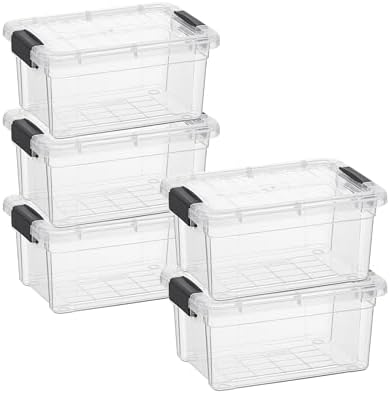 Superio Clear Storage Boxes with Lids, 3.5 Quart Plastic Container Bins for Organizing, Stackable Crates, BPA Free, Non 