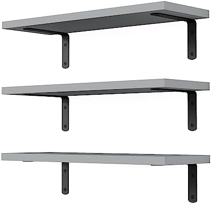 DOLLFIO Floating Wall Shelves, Decor & Storage, Grey, 16.5'', 3Pcs
