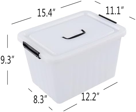 Wekioger 22 Quart Plastic Latching Container Box with Lid, Set of 4, Clear