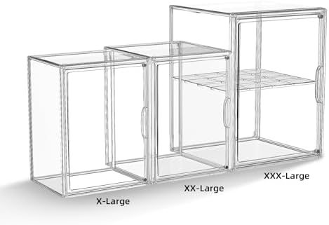 HOYOJA Clear Acrylic Display Case, Super Large Stackable Storage Bins Magnetic Attraction Lids, Acrylic Box for Collecti
