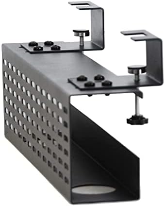 AEONS Under Desk Cable Management Tray Black Horizontal 16-inch Under Desk Removable C Clamp Mount Computer Cord Raceway