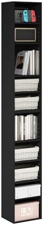 Furinno PASIR Book Shelf, 10-Tier Bookshelf, Bookcase with Open Shelf, 9.2 x 11.8 x 78.7, for Living Room, Bedroom, Home
