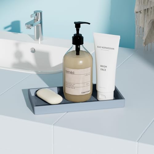 Vanity and Bathroom Tray, 7.7" ABS Countertop Organizer,Waterproof Vanity Tray for Toilet Tank,Perfume,Soap,Keys,Bathroo