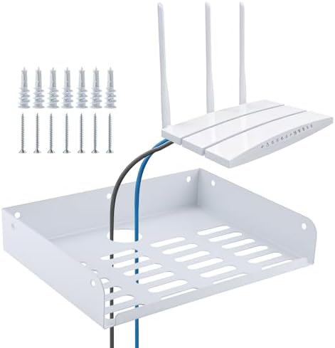Metal Floating Shelf 9 x 6.9 Inch, Compact Wall Mounted Shelf with Lip for Router, Game Console, AV Equipment