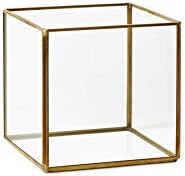 Serene Spaces Living Square Gold Lantern, Measures 5 inches Cube, Sold Individually