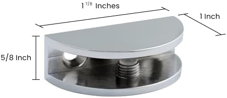 Dulles Glass Floating Shelf Brackets, Rounded Clamps Heavy Duty, Chrome, for Glass, Wood, Acrylic Wall Mounted Shelf Sup
