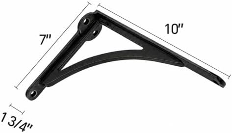 Khtumeware 100% Solid Brass Decorative Shelf Brackets, 10-inch Wall-Mounted Shelving Brackets, 2-Pack Antique Black Vint
