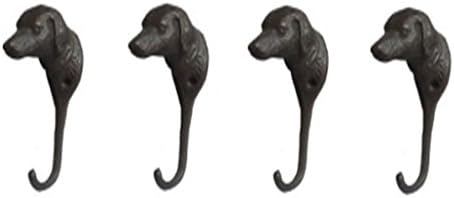 Lulu Decor Cast Iron Dog Face Wall Hooks – Set of 4 Decorative Hooks, Heavy-Duty Wall-Mounted Coat & Key Hooks, Ready to Hang