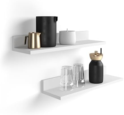 Mobili Fiver, Set of 2 Rachele Shelves, 31.49 in, Matt White, Made in Italy