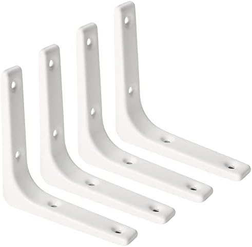SAYAYO Wall Shelf Bracket White, 4 Inch Heavy Duty L Bracket for Wood
