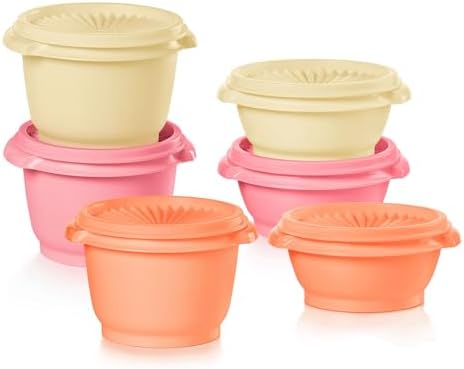 Tupperware Heritage Collection, New 12 Piece Food Storage Container Set in Vintage Warm Colors, Dishwasher Safe and BPA Free (6 containers, 6 lids)
