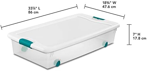 Sterilite Wheeled Latching Box w/ Lids for Home & Office, 56 Quart, 4-Pack