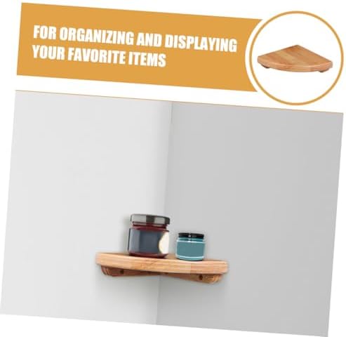 2pcs Fan-Shaped Corner Shelf 6-Inch Rubberwood Wall Mounted Floating Storage Rack for Bathroom Bedroom Kitchen Organizat