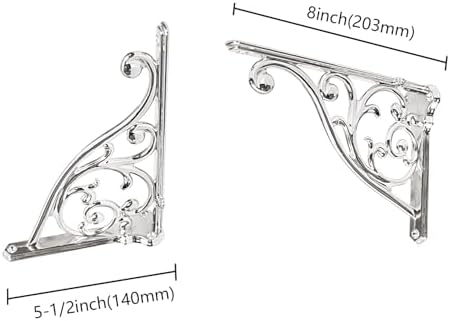 Heavy Duty Solid Stand,8 Inch 4 Pack Polished Nickel,Right Angle Wall Panel Support Bracket,Decorative Shelf Bracket,Hea