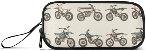 Fisyme Vintage Dirt Bikes Pencil Case Large Capacity Pen Box Makeup Pouch Holder Organizer Stationery Bag for School Office College Traval