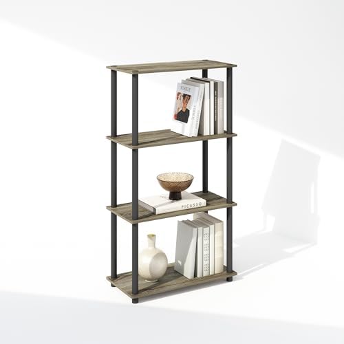 Furinno Turn-N-Tube Book Shelf, 4-Tier Bookshelf, Bookcase with Multipurpose Compact Display Rack, 11.6 x 23.6 x 43.2, f