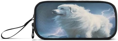 Great Pyrenees Dog Pencil Case Box Boys Girls Large Pencil Pouch Zipper Compartments Big Capacity Stationery Pen Bag Organizer for Kids Teens Adults School Office