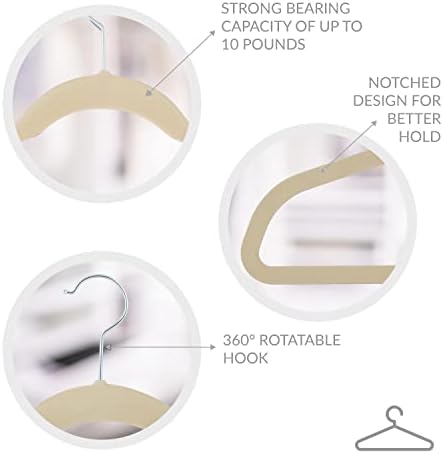 Simplify Extra Wide 21" Velvet Coat Hangers | 24 Pack | Slim Design | Heavy Duty | Holds 10 Pounds | Closet Organization | Shirt & Clothes | Ivory