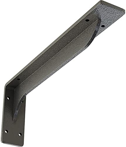 Ekena Millwork BKTM02X14X05EBHGY Steel Bracket Embrey, 2"W x 14"D x 5 1/4"H, Hammered Gray