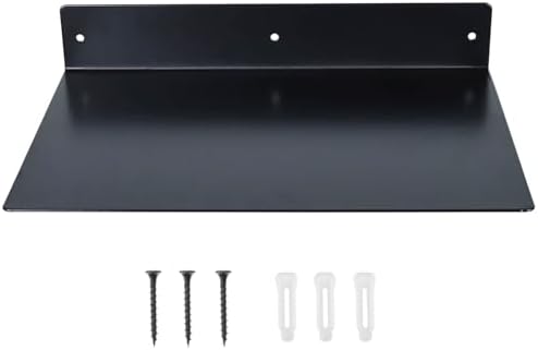 RealPlus Metal Floating Shelf Wall Mounted (12 inch x 8 inch) Heavy Duty Steel Display Shelves, Black