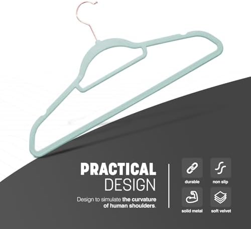 KEPLIN Velvet Hangers 30 Pack - Non-Slip Clothes Hangers with Tie Bar & 360° Hook - Durable & Sturdy, Space-Saving Wardrobe Organisers for Suits, Jackets & Clothes- Home Storage Solution (Mint Green)