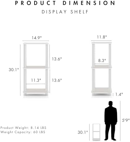 Homes: Inside + Out Apexa Modern 3-Tier Narrow Shelving Units, Collectibles Display Shelves, Easy Assembly Standing Shel