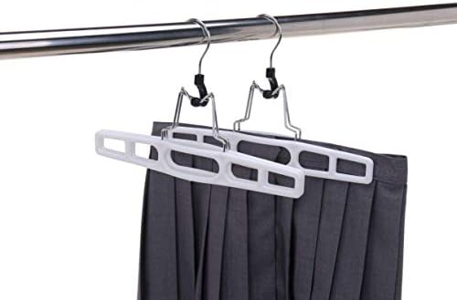 Premium Skirt Hangers 2-Pack - Thin Space-Saving Skirt Hanger Set with Clamp, Pant Hanger 2-Piece Set, Shorts Hangers with Heavy-Duty Locking Clasp, Multipurpose Quality Jean Hangers Set (White, 2)