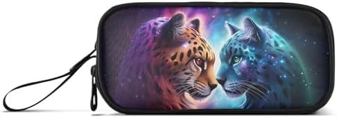 Cheetah Tiger Galaxy Pencil Case Box Boys Girls Large Pencil Pouch Zipper Compartments Big Capacity Stationery Pen Bag Organizer for Kids Teens Adults School Office