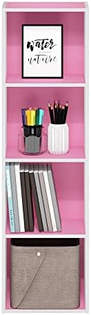 Furinno PASIR Book Shelf, 4-Tier Modern Bookshelf, Open Shelves Bookcase 9 x 12 x 42, Easy Assembly, for Living Room, Be