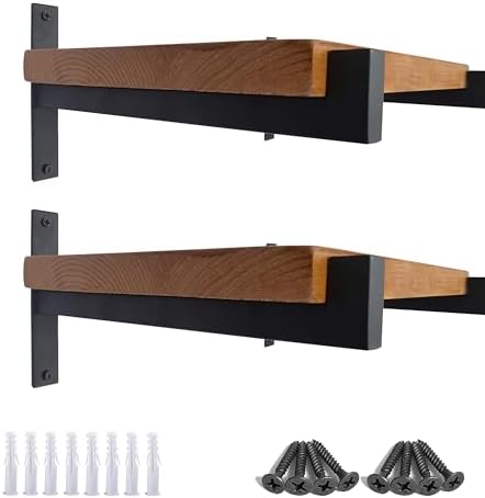 OVOV 4 Pack Heavy Duty Shelf Brackets 6 Inch Metal Shelf Supports Black