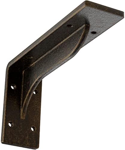 Ekena Millwork BKTM02X08X04EBABS Steel Bracket Embrey, 2" W x 8" D x 4 1/4" H, Antiqued Brass