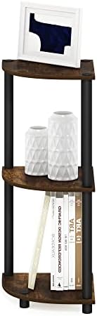 Furinno TURN-N-TUBE Corner Shelf, 3-Tier Corner Bookshelf, Display Storage Shelves with Open Shelves, for Organization a