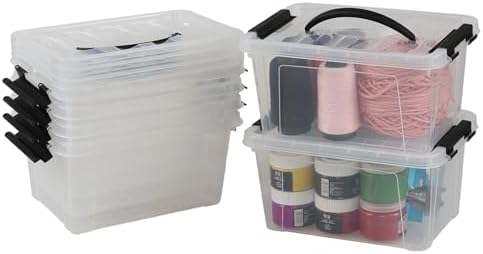 6 Liter Plastic Storage Box, Clear Storage Bin with Lids Set of 6