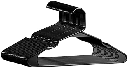 Plastic Hangers - 20 Pack, Durable Space Saving Hangers for Everyday Use and Dorm Room Essentials - Black