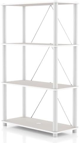 HOMES: INSIDE + OUT Apexa Modern 4-Tier Wide Shelving Units, Collectibles Display Shelves, Easy Assembly Standing Shelf,