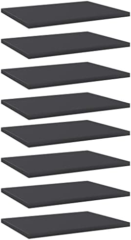 vidaXL Gray Engineered Wood Bookshelf Boards 15.7"x11.8"x0.6", Modern Style, Easy to Install and Clean, Set of 8, Ideal 