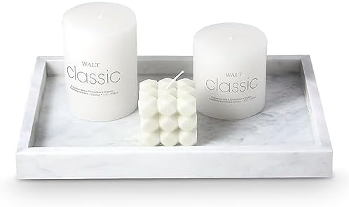 Natural Marble Vanity Tray - 4.66 lbs (2.1kg) Ultra-Heavy Solid Stone Tray - 11.8" x 7.9" Rectangle Bathroom Organizer f