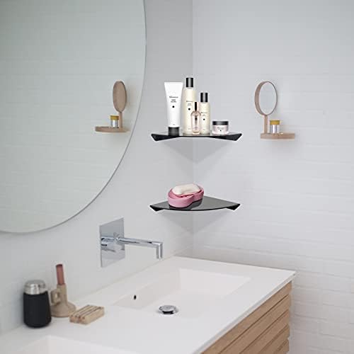 Cosmos 2 Pcs Acrylic Wall Mount Floating Corner Shelves Quarter Round Shower Shelf Hanging Corner Shelves Wall Storage D