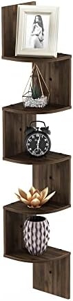 5-Tier Zigzag Corner Shelf Wall Mounted, Radial Corner Wall Shelf, Floating Book Shelves for Wall, for Bedroom, Home Off