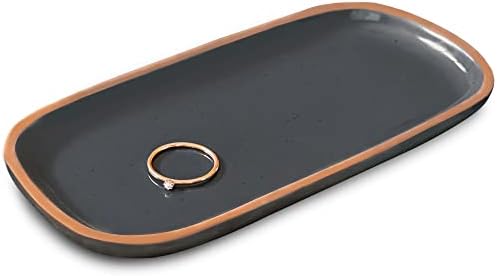 Mora Ceramic Decorative Tray - Rectangle 6.4in Dish for Jewelry, Perfume, Makeup, Accessories, Candle, in The Bathroom V