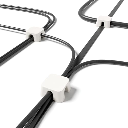 Magnetic Cable Organizer – Desktop Multipurpose Cord Keeper & Cable Management Clip for Home & Office (White Block 20Pcs